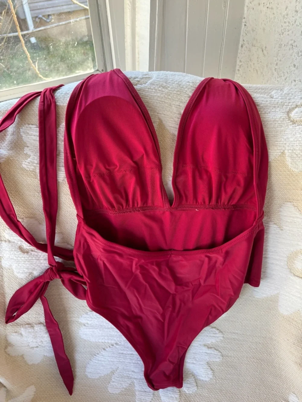 Deep Raspberry Halter One-Piece Swimsuit - Picture 4 of 7